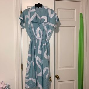 Vintage blue and white day dress